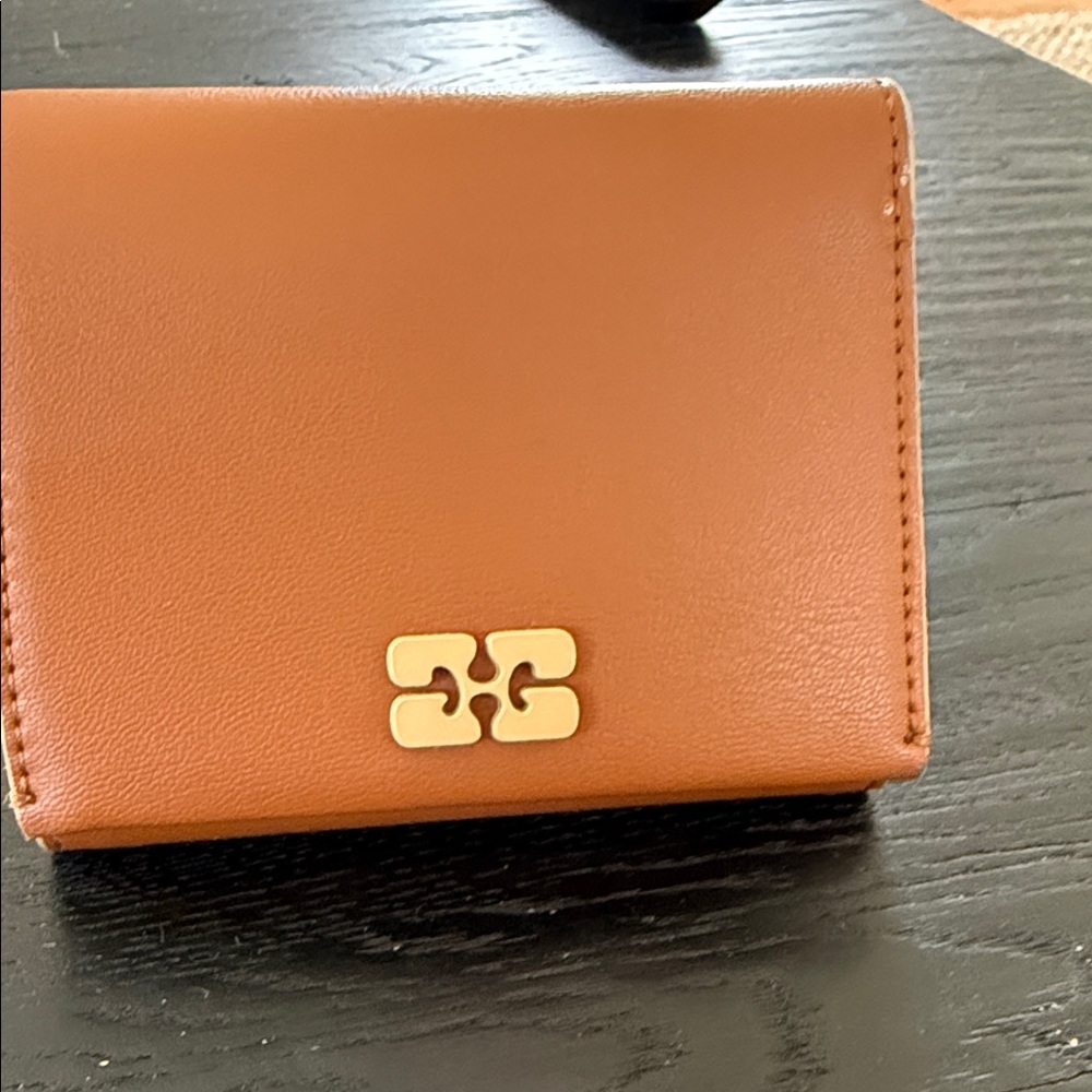 GANNI Caramel Leather Bifold Wallet